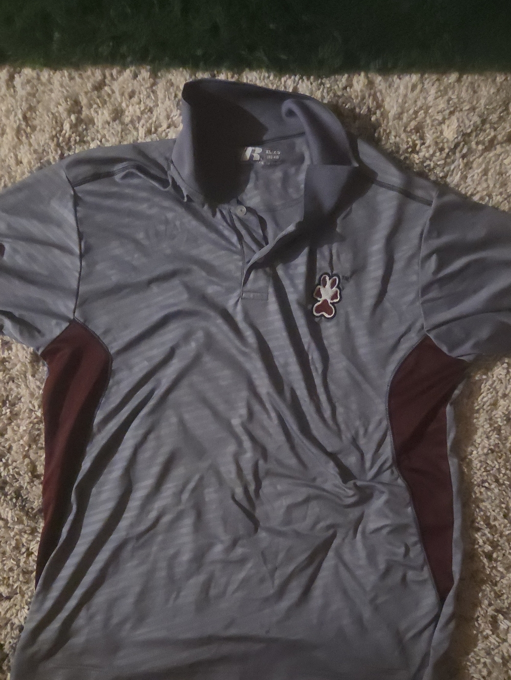 Russell Athletic SOUTHERN ILLINOIS Men’s Polo - Light Gray with Maroon Panels